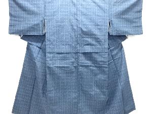 アンティーク　幾何学模様織出し十日町紬着物